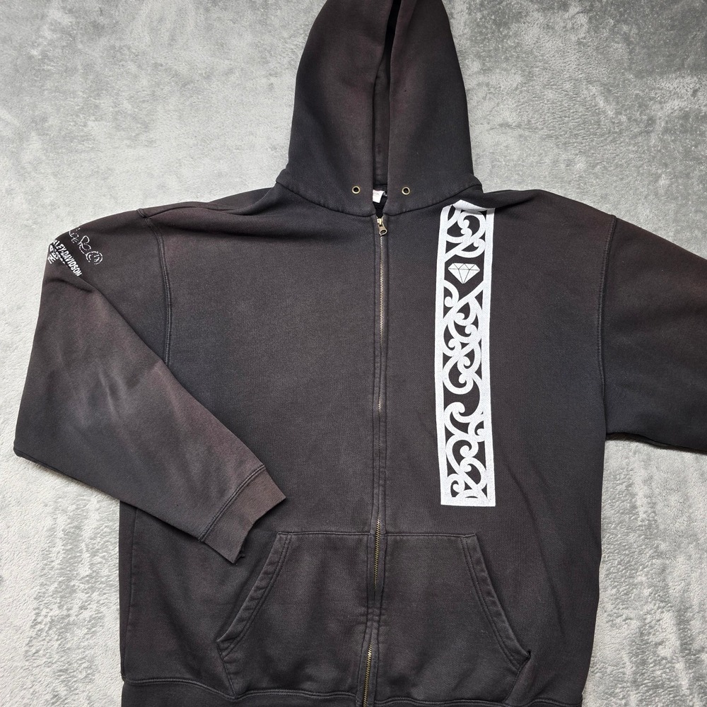 Vintage Fruit of the Loom Harley-Davidson Amsterdam Full Zip Hoodie Mens XXL Blk